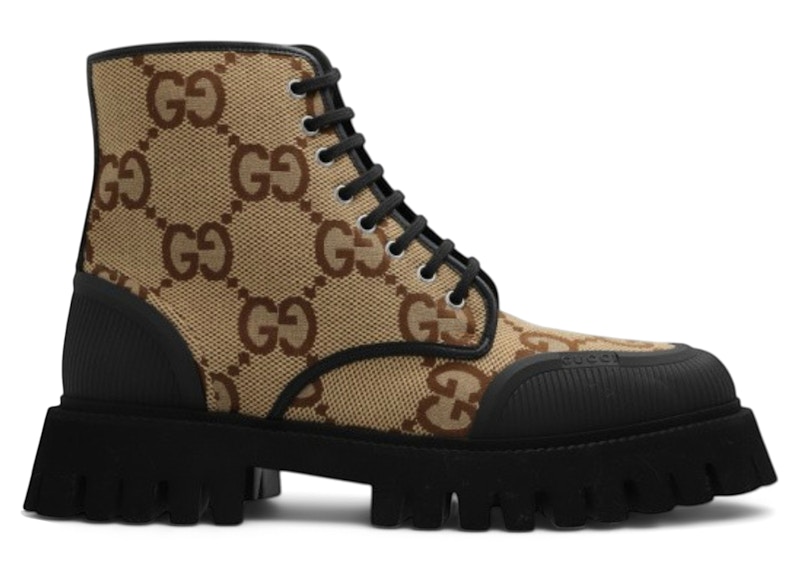 Gucci Lace Up Boot Maxi GG Camel