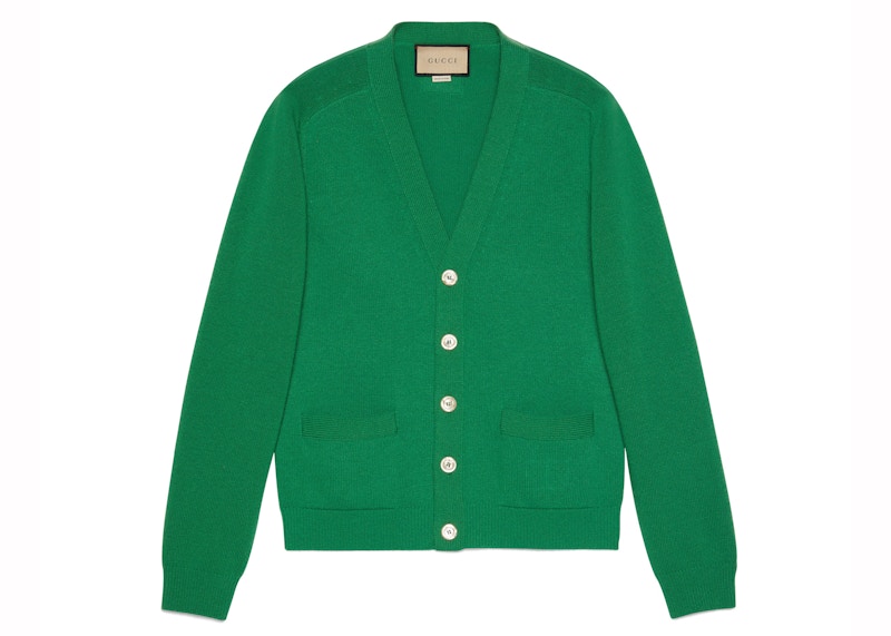 Gucci Logo Patch Button Fastening Cardigan Groen