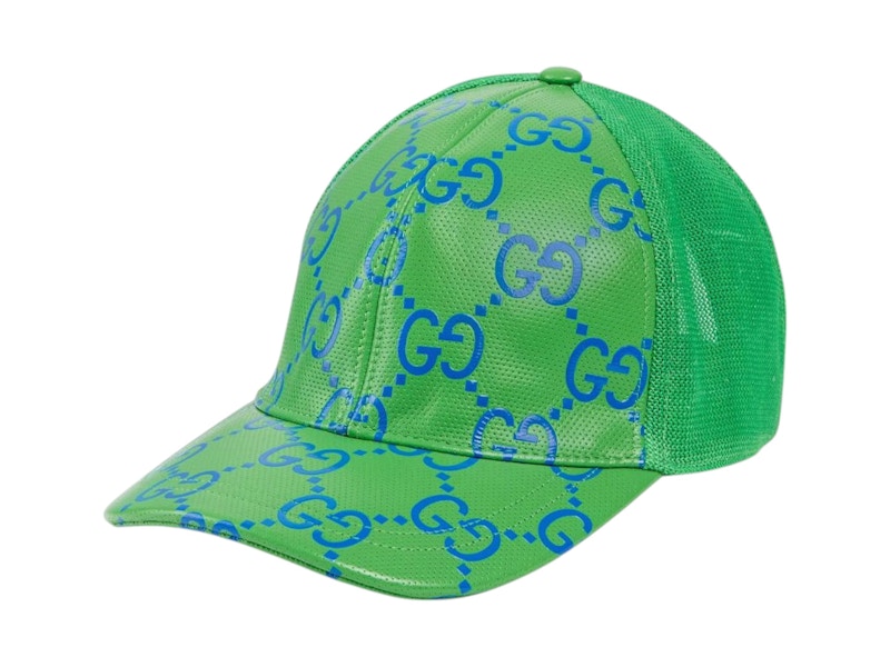 Gucci Monogram Leather Baseball Cap Blauw