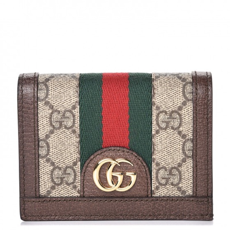 Gucci Ophidia Card Case Monogram GG Supreme Web Bruin