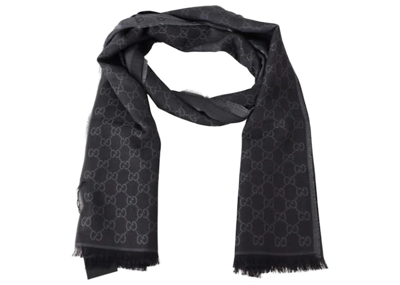 Gucci Paneled GG Logo Scarf Graphite Grijs
