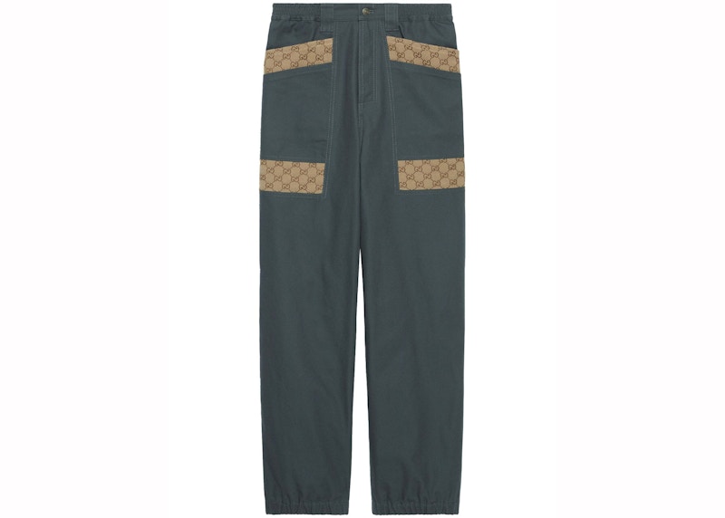 Gucci Panelled Monogram-Pattern Jeans Ash Grijs