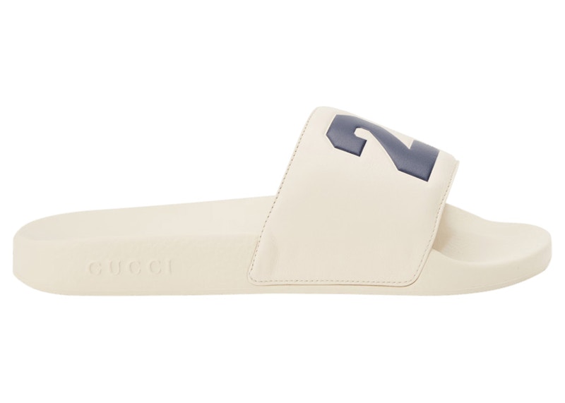 Gucci Pursuit Rubber Slide Ivory Blauw