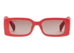Gucci Rectangular Frame Sunglasses with Cut-Out Interlocking G Shiny /Gradient Lens Bruin