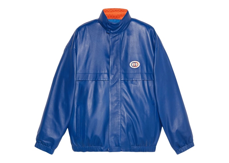 Gucci Reversible Interlocking G Leather Jacket Blauw