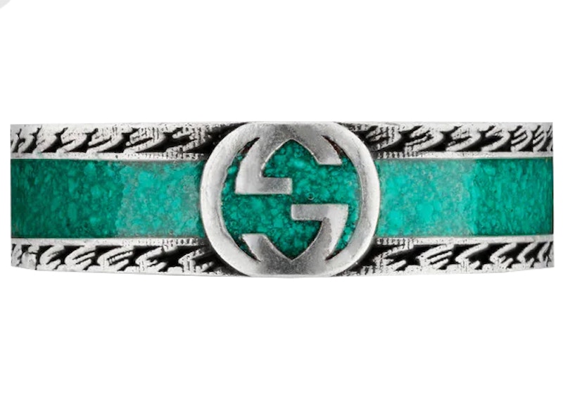 Gucci Ring With Interlocking G Enamel Zilver