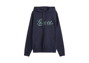Gucci Script Logo Hoodie Blauw