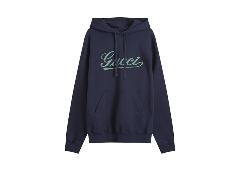 Gucci Script Logo Hoodie Blauw