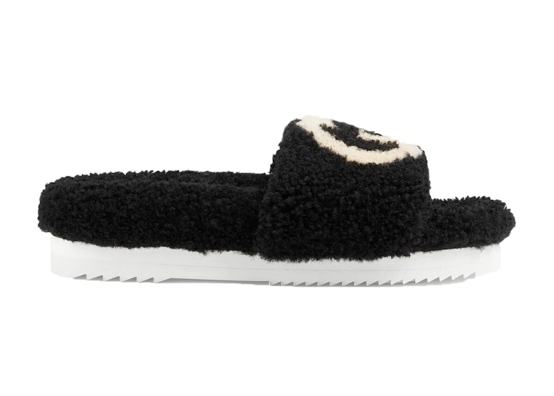 Gucci Slide Interlocking G Wool Zwart