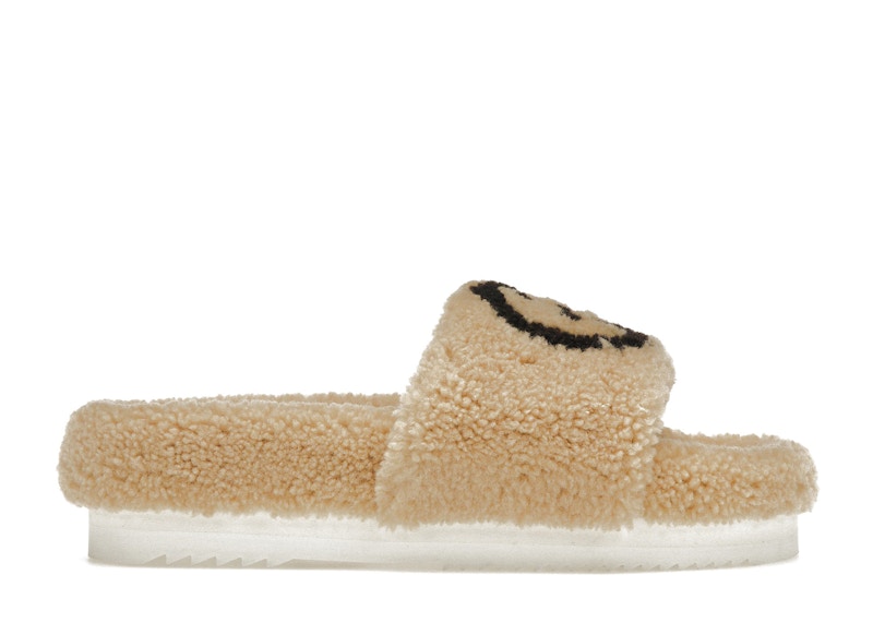 Gucci Slide Interlocking G Wool Light Bruin