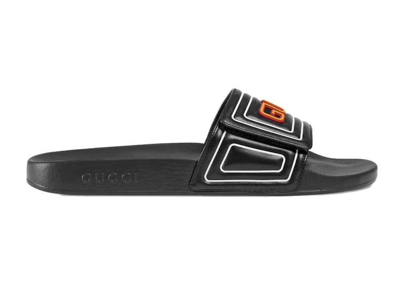 Gucci Slide Logo Leather Zwart