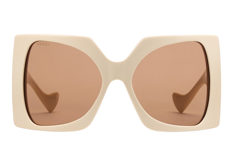 Gucci Square-Frame Sunglasses Shiny Ivory Goud