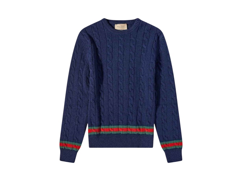 Gucci Striped Cable-knit Sweater Ink