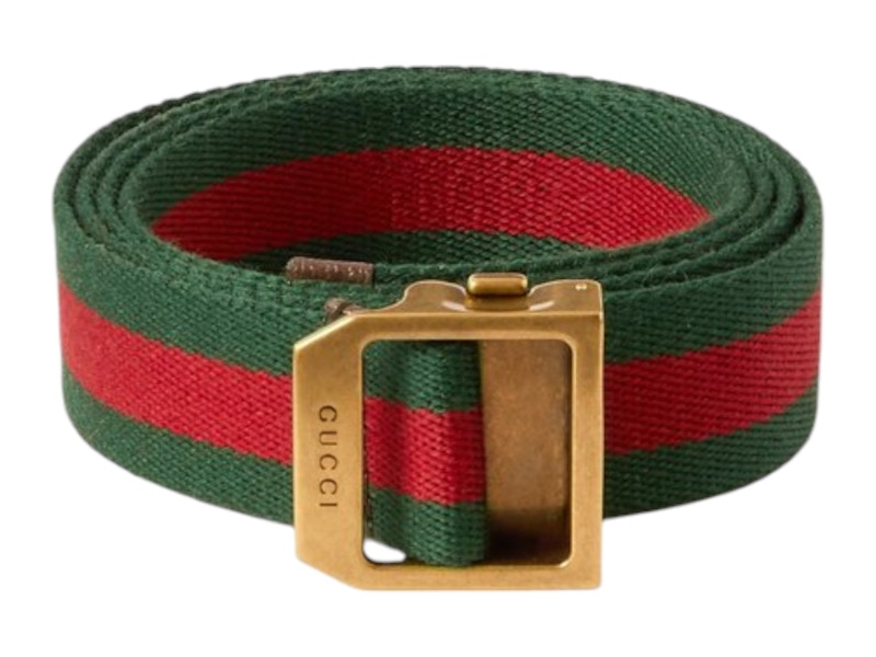 Gucci Striped Webbing Belt Groen