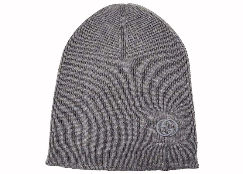 Gucci Wool Simple GG Logo Beanie Grijs