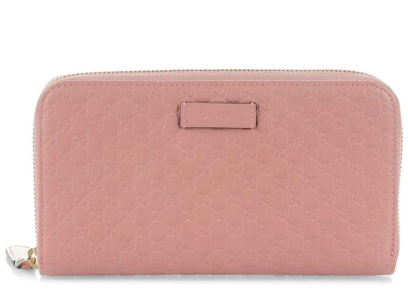 Gucci Zip Around Wallet Microguccissima Roze