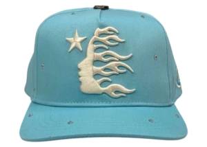 Hellstar OG Logo Rhinestone Snapback Hat Baby Blauw
