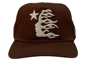 Hellstar OG Rhinestones Logo Snapback Hat Bruin