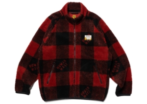 Human Made Check Boa Fleece Jacket Rood