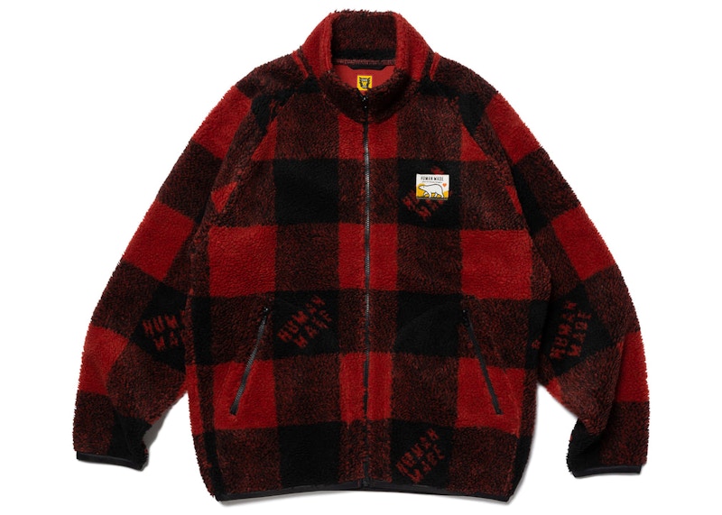 Human Made Check Boa Fleece Jacket Rood