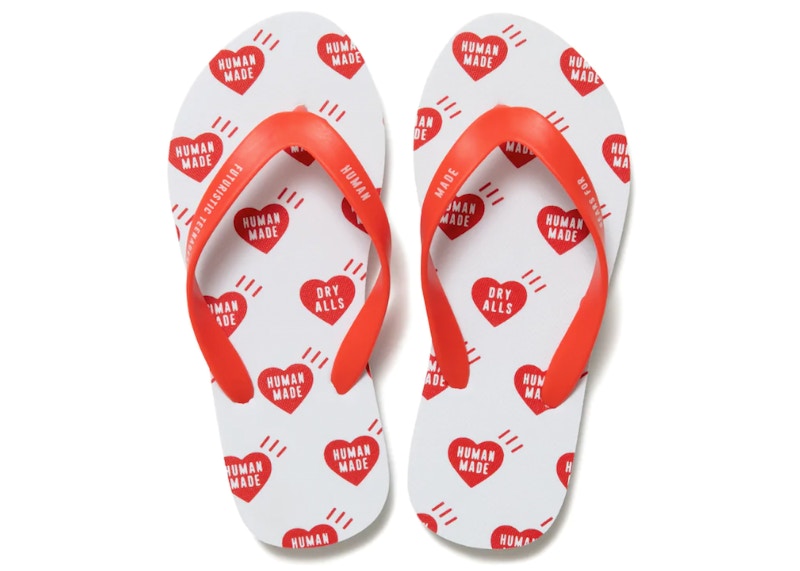 Human Made Heart Flip Flops Rood