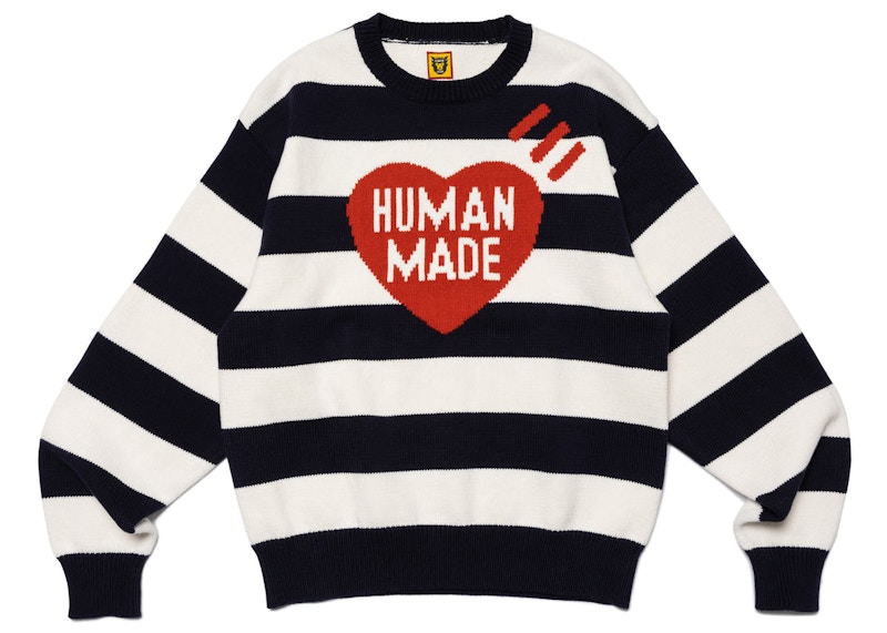 Human Made Striped Heart Knit Sweater Blauw