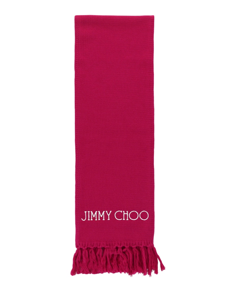 Jimmy Choo Wool Logo Scarf Bright Roze