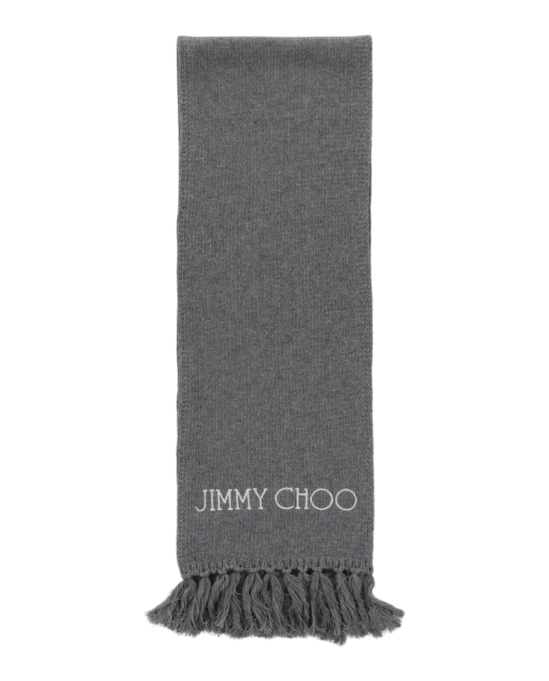 Jimmy Choo Wool Logo Scarf Grijs