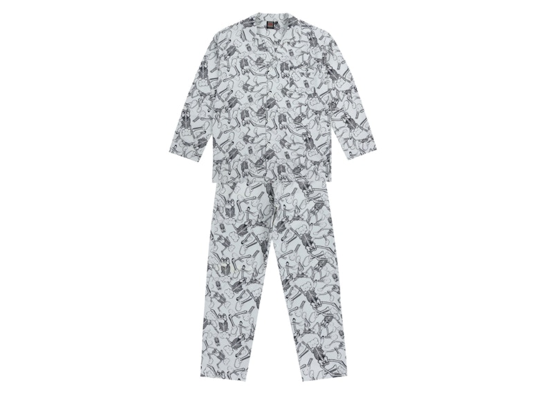 KAWS x Infinite Archive SKELETON Pattern Pajama Set Zwart