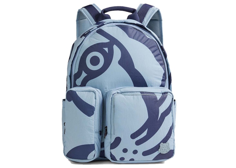 KENZO Mesh-Paneled Printed Shell Backpack Ligth Blauw