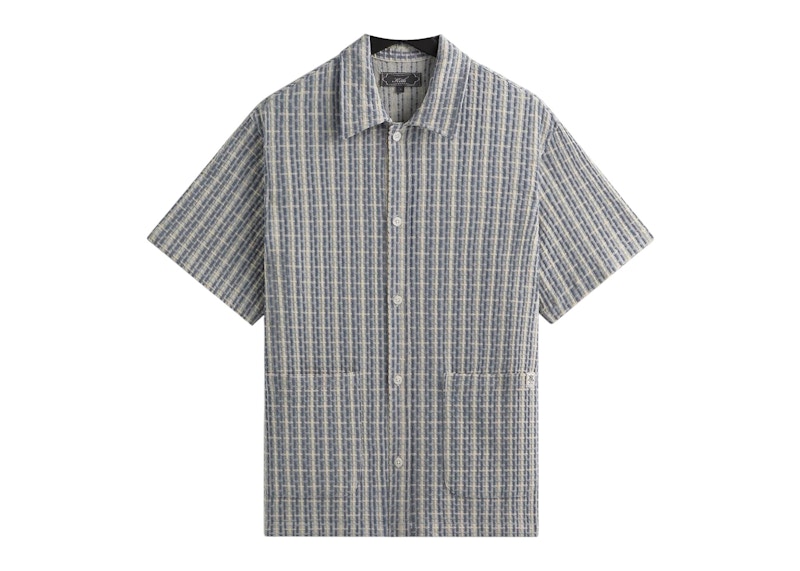 Kith Bubble Check Short Sleeve Boxy Collared Overshirt Light Indigo