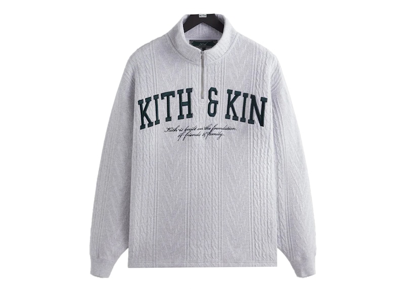Kith Cable Fleece Quarter Zip Light Heather Grijs