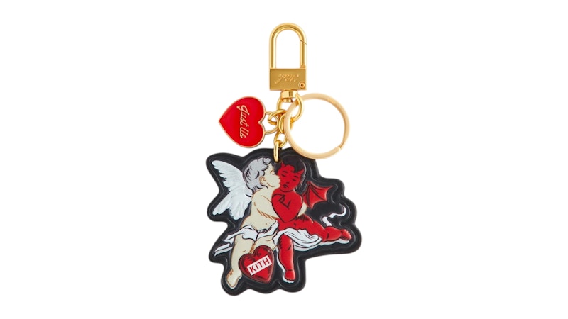 Kith Cupid And Devil Printed Leather Key Charm Zwart