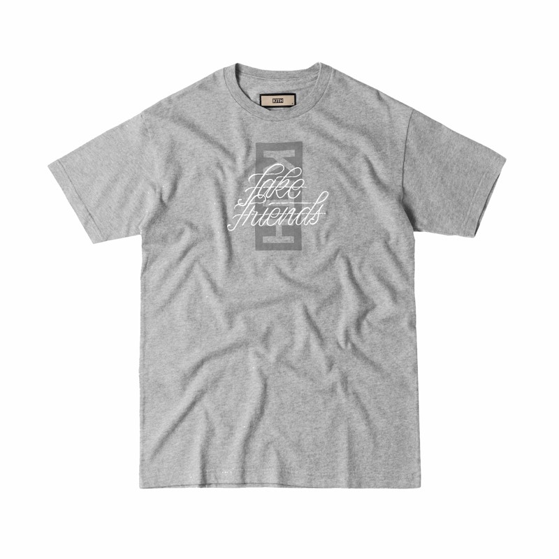 Kith Fake Friends Script Tee Heather Grijs