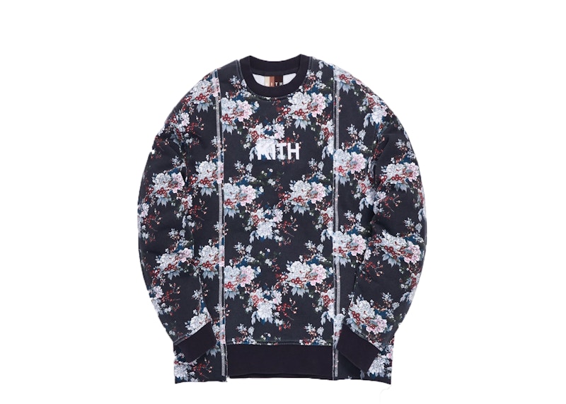 Kith Floral Panel Crewneck /Multi Marineblauw