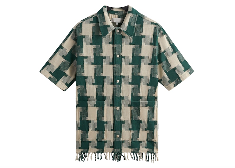 Kith Jumbo Houndstooth Boxy Collared Overshirt Conifer