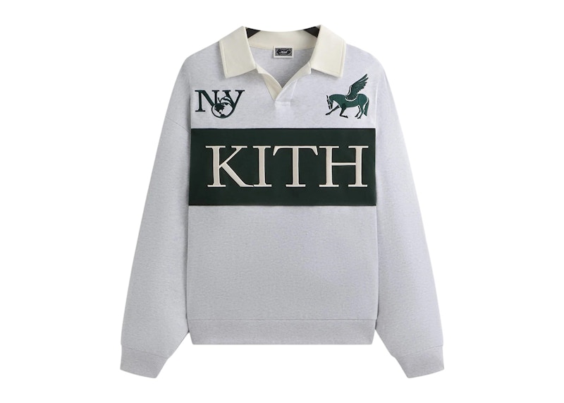 Kith Rugby Nelson Collared Pullover Light Heather Grijs