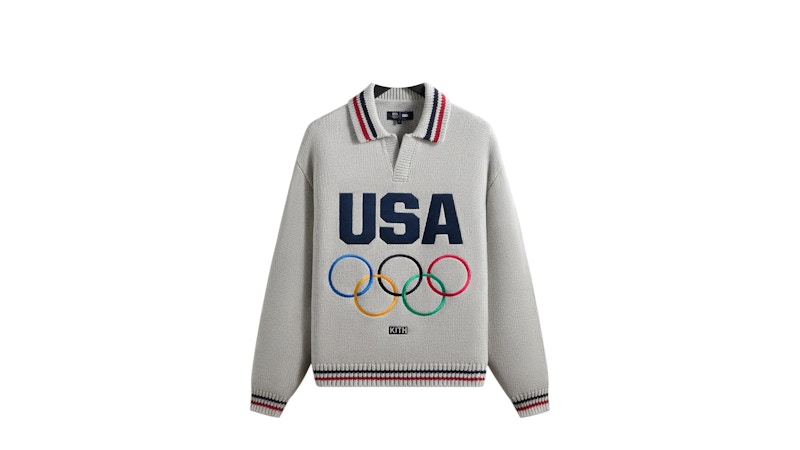 Kith Team USA Nelson Rugby Sweater Light Heather Grijs