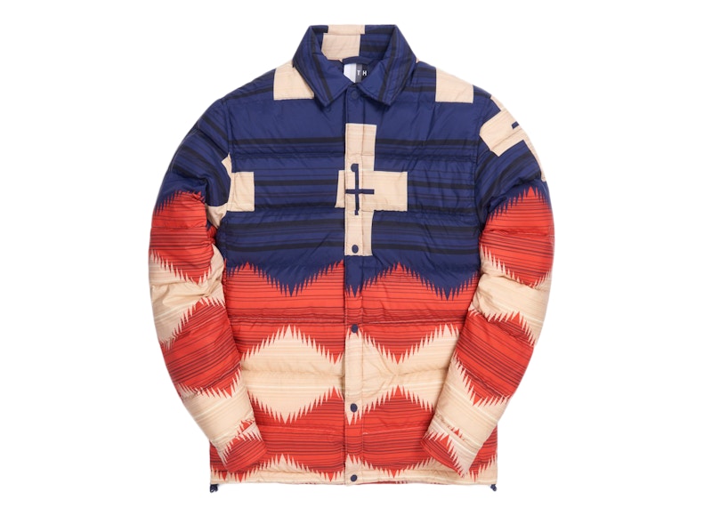 Kith for Pendleton Wyeth Trail Puffer Shirt Jacket /Multi Marineblauw