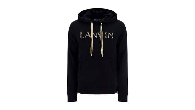Lanvin Logo Embroidered Drawstring Hoodie Multicolor