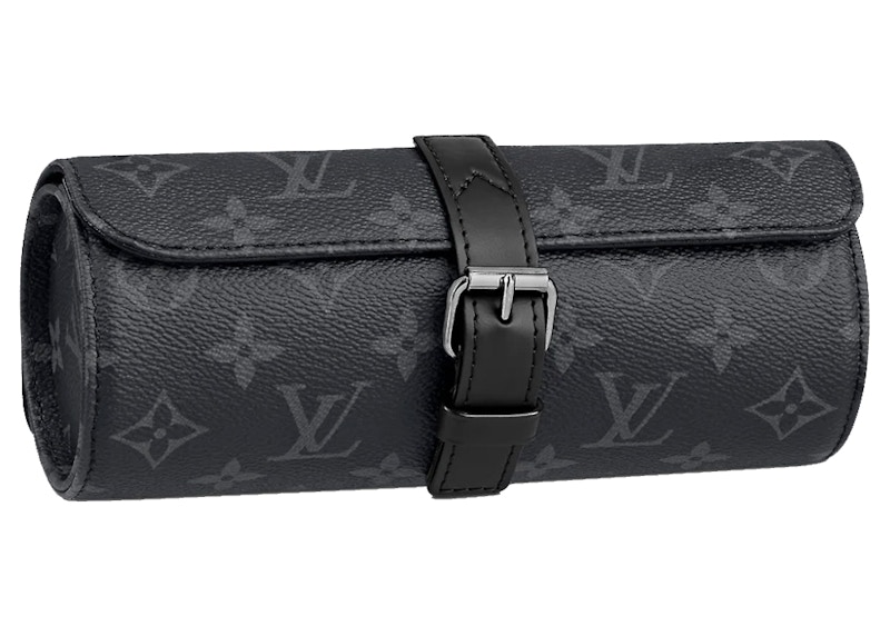 Louis Vuitton 3 Watch Case Monogram Eclipse Zwart