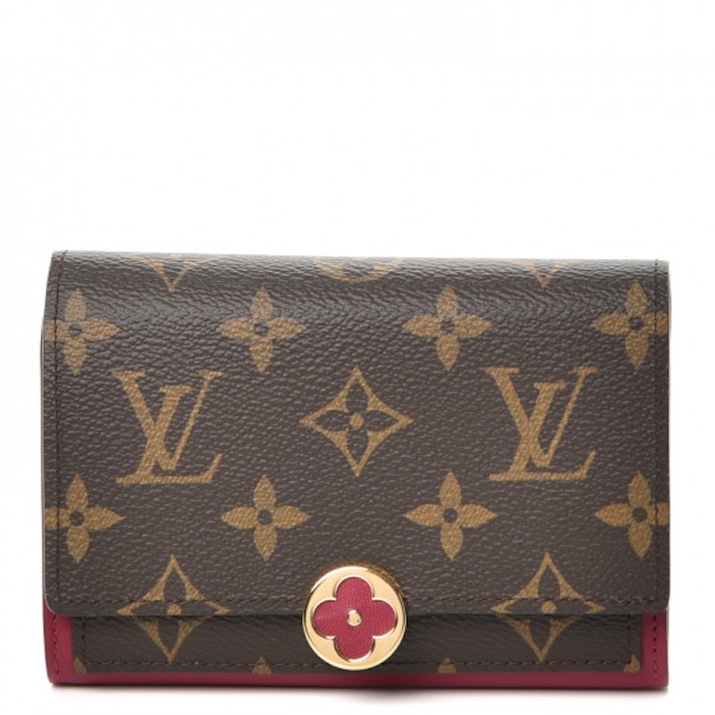 Louis Vuitton Compact Wallet Flore Monogram Fuchsia Paars