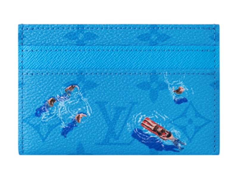 Louis Vuitton Pool Double Card Case Lagoon Blauw