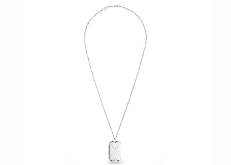 Louis Vuitton Locket Necklace Engraved Monogram Palladium