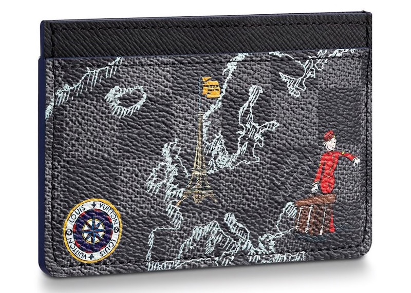 Louis Vuitton Porte Cartes Simple Damier Graphite Map Lining Zwart