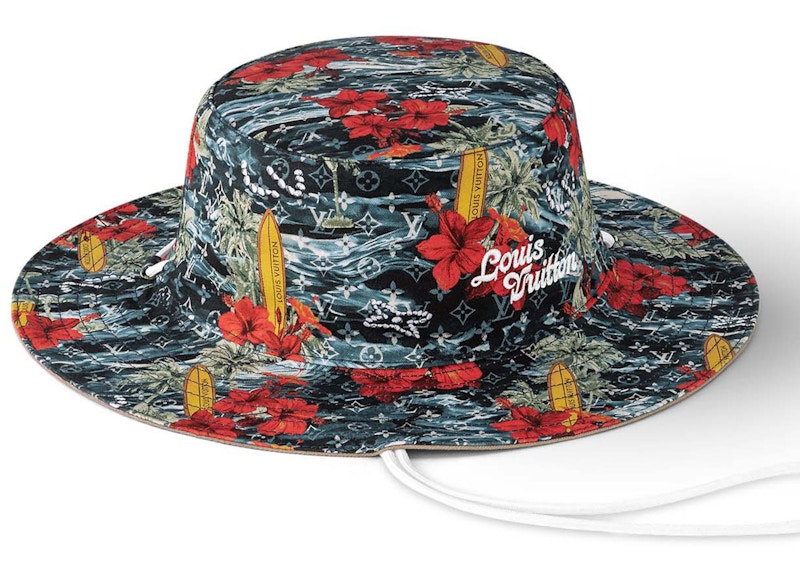 Louis Vuitton Surfin’ Monogram Explorer Reversible Bucket Hat Blauw