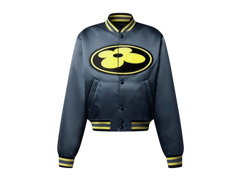Louis Vuitton x Nigo Satin Baseball Jacket Graphite Zilver