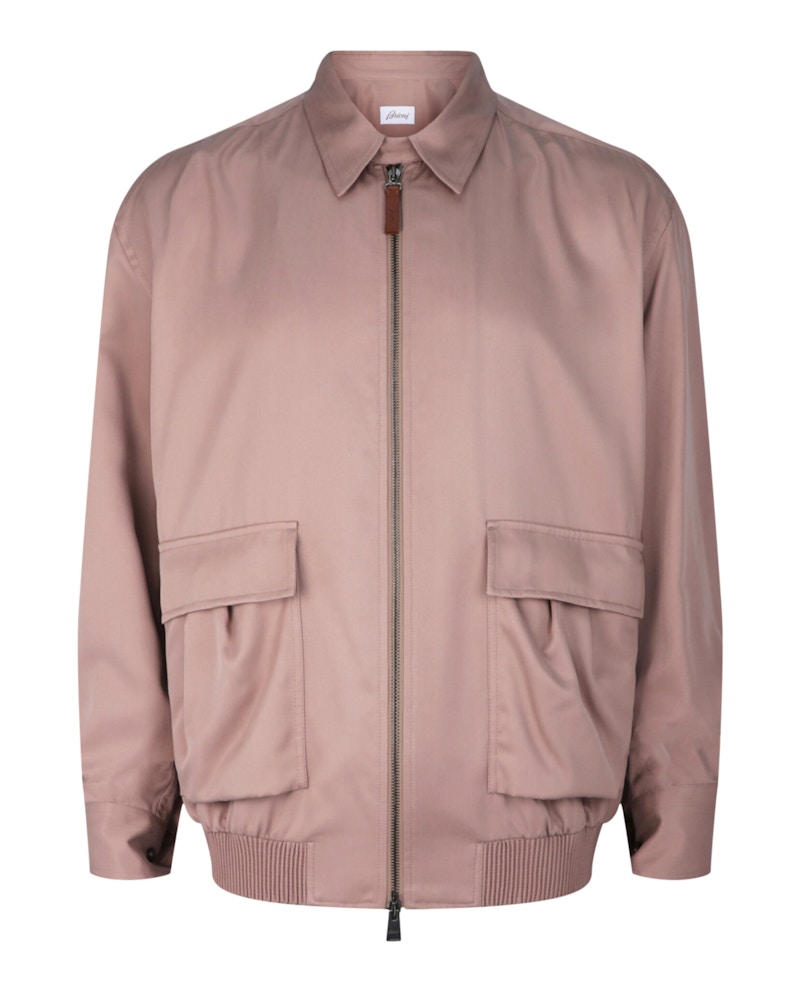 Brioni Point Collar Bomber Jacket Roze