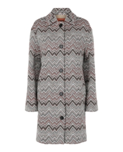 M Missoni Tweed Chevron Pattern Coat Multi Chevron Multicolor