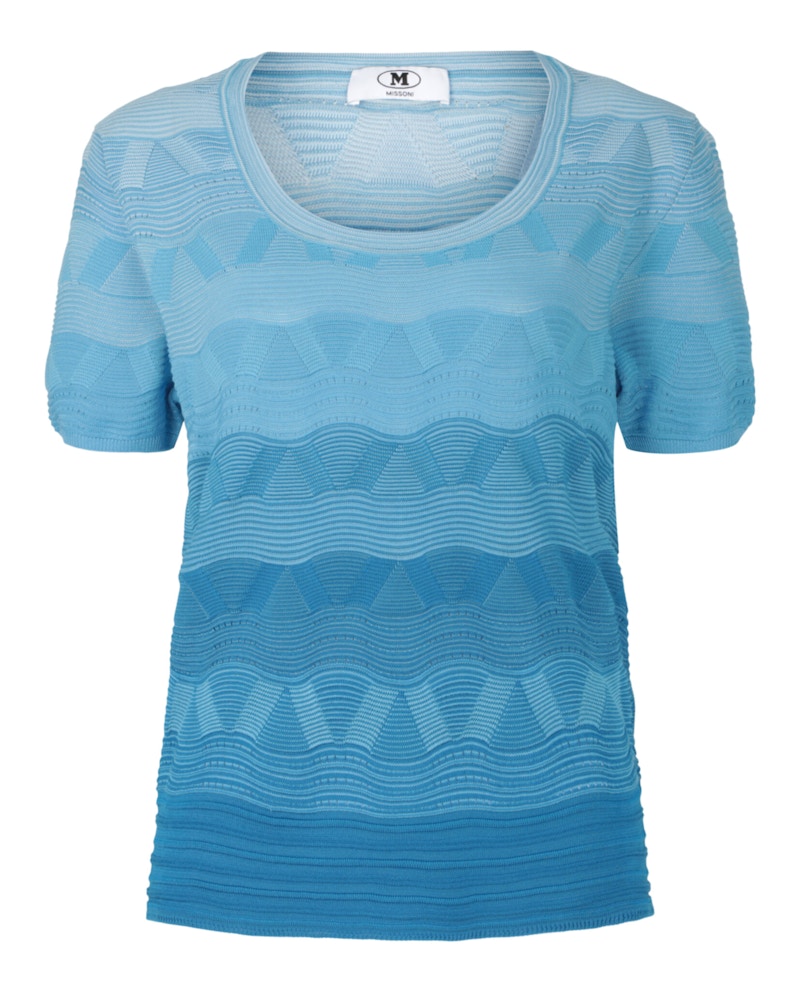 M Missoni Wave-Pattern Knit Sweater Degrade Blauw